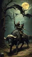 Placeholder: Hieronymus Bosch style nightmares men on riding a buffalo