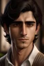 Placeholder: The young man features prominent Arab characteristics, with a moderately toned skin complexion. His captivating brown eyes reflect vitality and intelligence. He possesses stylish, dark hair that elegantly falls on his shoulders. The rounded face highlights the beauty of his features. The close-up image accentuates his natural charm, showcasing intricate details of the shoulders and face."