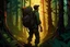 Placeholder: a video game cover that features a sweaty man wearing a backpack as he ventures through the atrocious forest