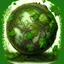 Placeholder: very detailed all Green planet earth globe surrounded by leaves and ivy, medieval, gothic style,