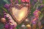 Placeholder: love, high contrast, Tropical flowers,heart drawing, crystals, tropical leaves, sacred altar, Fantasy temple,