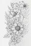 Placeholder: line tattoo design, flowers in a cirkel, detailed