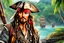 Placeholder: Johnny deep in 8k anime realistic drawing style, Jack Sparrow them, pirate custom, close picture, rain, neon, intricate details, highly detailed, high details, detailed portrait, masterpiece,ultra detailed, ultra quality