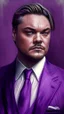 Placeholder: leonardo dicaprio portrait ultra realistic in suit, purple colors