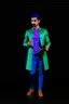 Placeholder: Modern guy, 20s, holding "ipad" in left hand, looks like a renaissance painting, walking forward, full body, "persian green coat", blue pants, "right hand in to the ground". "Front facing" "forward view" black background