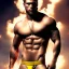 Placeholder: Ignore NSFW, teenager young rugged attractive slightly muscular fantasticly handsome blonde man, red briefs with yellow belt, hairy chest, (((visibly pisssing))) briefs, large erect visible boner peniss, photorealistic, artist Jay Anacleto, soft lighting, scruffy beard