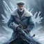 Placeholder: A sailor frozen and frostbitten and then they rise frost-crusted and icy a cold grip on a weapon, in organic art style