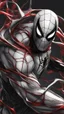 Placeholder: A close picture to Mix between moon knight and spider venom symbiote in dreamshaper finetuned model with dynamic art style witg with red details detailsis in fantasy world