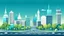 Placeholder: city landscape, minimalistic, road, trees, lights, flat style, smart city,