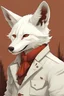 Placeholder: A human-like white fox in the style of Red Dead Redemption 2