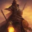 Placeholder: dungeons and dragons, monk, black, african, portrait, face, close up, cloak, clothes, cape, brown fabric, sunset, red sun