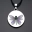 Placeholder: necklace with a simple, elegant design featuring a single, shimmering polyester in dragonfly pendant