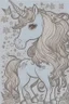 Placeholder: coloring book page of a magical cute unicorn,monochrome, black and white, sharp, sketch drawing