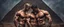 Placeholder: Hyper realistic shirtless muscular male pharaohs hugging & a pyramid behind at rainy night