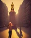 Placeholder: Statue of Queen of photography. Cute blonde woman. Photographer in golden crown. Standing on the street. Big camera in her hand. hyperdetailed, photorealistic, trending on artstation, greg rutkowski, beksinski, kodachrome, lomography, golden hour, bokeh, volumetric light