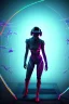 Placeholder: 3d, si-fi hunger , far away a girl in the middle, stand on round platform, connected by wires , vr googles, beautifully color coded, super detailed, moody lighting, volumetric lighting, night time, glowing veins, mass effect