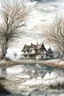 Placeholder: The place where the Dream and its followers live. A reflection of the sky. Watercolor, new year, fine drawing, beautiful landscape, pixel graphics, lots of details, delicate sensuality, realistic, high quality, work of art, hyperdetalization, professional, filigree, hazy haze, hyperrealism, professional, transparent, delicate pastel tones, back lighting, contrast, fantastic, nature+space, Milky Way, fabulous, unreal, translucent, glowing