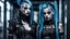 Placeholder: Cyber goth fashion, women and men in cyber goth clothes perfect realistic faces, full body, High detailed, sharp focus, looking at the camera, cinematic, masterpiece, high realistic, fashion photo