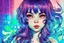 Placeholder: singer Melanie Martinez face, beautiful cyberpunk huge girl, hyperdetailed, illustration by Katsushika Hokusai, darkblue tones,