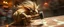 Placeholder: hårete gremlin player hurtig snegle med vind i håret på fest med stor slegge aker ned sklie av marmor malt av Rembrandt, motion blur background