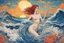 Placeholder: colourful digital painting of beautiful aphrodite, in the style of hokusai and van gogh