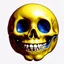 Placeholder: ANATOMICALLY CORRECT digital photograph of the SKULL OF A SMILEY FACE by davinci with fine line,