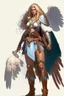 Placeholder: female aasimar barbarian with traveler cloths