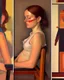 Placeholder: four paintings of a tired woman sitting on a chair, inspired by Paula Modersohn-Becker, flickr, cubism, kalighat highly detailed, mahmud barzanji, sleeveless, oilpaint, variations around female, scarlet, 1970s philippines, family portrait, sukhasana, in the styles of thomas eakins, centre composition, phuoc quan