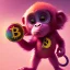 Placeholder: pixar style anamorphic cute monkey baby, smiling, gangsta gold neckless, full body, magenta puffer jacket, manila city backdrop, dramatic lighting, hyper-realistic, unreal engine 5, 16k. full detailed, bitcoin