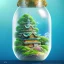 Placeholder: A studio ghibli characters in a jar floating, super high resolution, professional photograph, in focus, beautiful detail, professional digital art, stunning 4k, volumetric light, Award-winning photograph, photography, tokio background