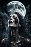 Placeholder: medium close human woman with nature face cry and howling, no makeup, pale face, pain, thriller, alone, dark colors, sharp focus, surreal , the attraction of the moon, faded colors, dark mood, surreal, dramatic atmosphere. intricate, stunning textures, mystic and dark mood