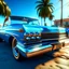 Placeholder: a low rider car in Miami beach, sunshine, blue sky, biquini girls, art inspired in GTA VI game, cinematic light, intricate details, unreal engine 5