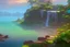 Placeholder: island waterfall palms twigs spring sunset rainbow bridge birds