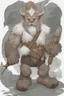 Placeholder: Dnd a bugbear with white fur and leather armor