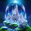 Placeholder: cristal angelic castle crystalline, beau , cosmic, opalescent, opalescent, gemstones, crystals, object, other worldly,water, rock, moss,bright, ice background, neige etang bleu