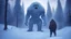 Placeholder: large humanoid hairy monster in the snowy forest