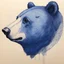 Placeholder: sideview of bear head, use raw sketch inkpen, use 70s comics style, indigo ink on creamy paper texture, strong contrast