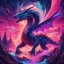 Placeholder: Dragon in a vibrant synthwave dreamscape, neon chaos swirling energetically around pixelated forms, a dynamic fusion of retro gaming nostalgia and futuristic abstraction