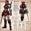 Placeholder: Valkyrie character concept sheet with AD&D statistics and characteristics, [illustration by Kevin Eastman and Peter Laird] humid jungle forest] thin rainbow barbarella alien warrior tattooed with light helmet and red rubis for eyes leather boots and agent provocateur vivid mithril armour she is supercharged with heavy weapon Zweihänder (Retrofuturism: Where Yesterday’s Tomorrow Still Shines on the foggy battlefield) ready to kill with no inhibitions