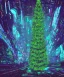 Placeholder: Painting of Christmas tree inside futuristic cyberpunk space ship