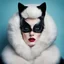 Placeholder: close up portrait Photography, of the old television, wearing a fur cat woman mask, 80 degree view, art by Sergio Lopez , Natalie Shau, James Jean and Salvador Dali