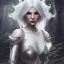 Placeholder: fantasy setting, woman, redhead, white hair