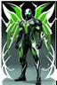 Placeholder: Cyborg symbiote, white color, green color, tendrils, high tech, cyberpunk, biopunk, membrane wings, carbon fiber, cyber tentacles, and the other two.