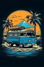 Placeholder: A ilustration of surf van, beach, middle ground design, t-shirt design, no black ground, vector, 4k