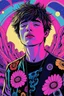 Placeholder: A vibrant illustration of a psychedelic , 𝙘𝙤𝙨𝙢𝙞𝙘 𝙝𝙤𝙧𝙧𝙤𝙧 and oasis solo singer, a with man with messy short bald hair , the image by Reiko ikemura and junji ito.