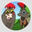 Placeholder: Stickers, donkey character, dandy