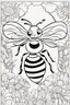 Placeholder: coloring page, bee in the flowers, cartoon style, thick lines, low detail, no shading