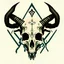 Placeholder: create a vector style illustration of a goat skeleton skull with horns