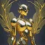 Placeholder: golden robot electric heart with tree wings