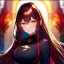 Placeholder: Clear focus, 8k, high quality, detailed, beautiful lighting, vibrant colors, red long hair, vibrant golden eyes, girl, evil look